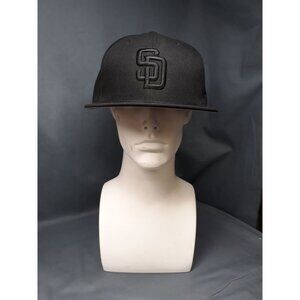 New Era 59-Fifty Men's Fitted San Diego Padres Hat Black Size 7 5/8 NEW!